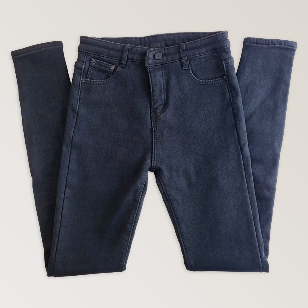 Black FLEECE WARM Jeans, Cozy Winter Jeans, Skinny Denim Pants, Size 29